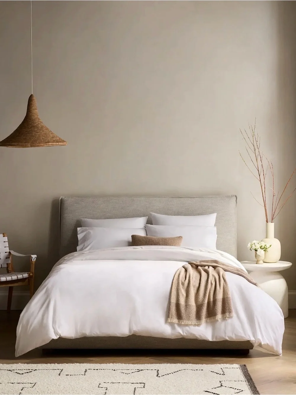 Quince Organic Cotton Crisp Percale Duvet Cover Full/Queen in White 1323